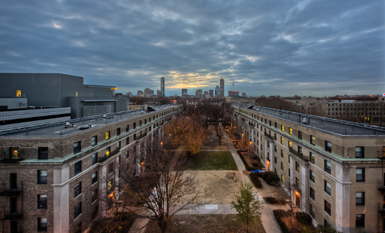 The East Campus Courtyard at Sunrise (click for larger picture)